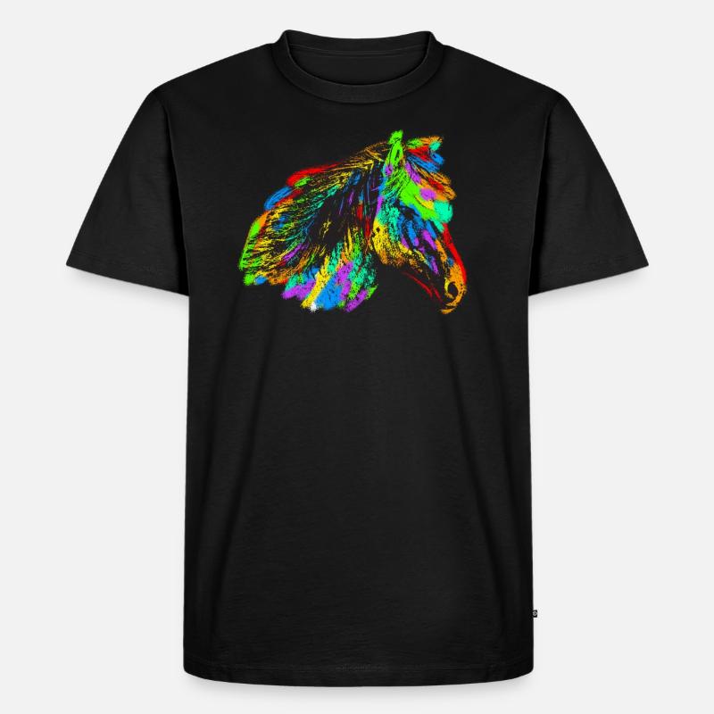 Buntes Pferd - Männer Premium Bio T-Shirt - Schwarz