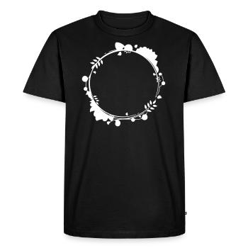 Feuilles fleurs fleur guirlande vrille - T-shirt Premium bio Homme - noir - Devant - Nico (187cm)