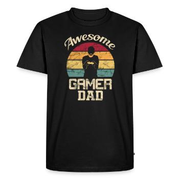 Cadeau d'anniversaire fête des pères père - T-shirt Premium bio Homme - noir - Devant - Nico (187cm)
