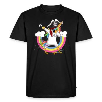 Einhorn Piraten tupfen - Männer Premium Bio T-Shirt - Schwarz - Vorne - Nico (187cm)