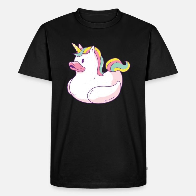 Einhorn Schwimmente - Männer Premium Bio T-Shirt - Schwarz