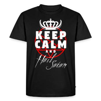 KEEP CALM AND HAIL SATAN - red pentagram - Men's Premium Organic T-Shirt - black - Front - Nico (187cm)