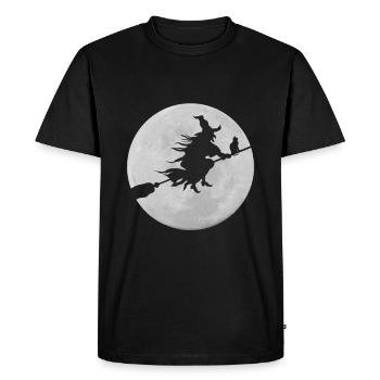 Witch Moon Cat Halloween T-Shirt - T-shirt Premium bio Homme - noir - Devant - Nico (187cm)
