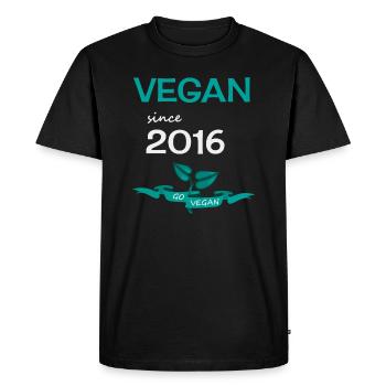 Vegan since 2016, Go Vegan - Men's Premium Organic T-Shirt - black - Front - Nico (187cm)