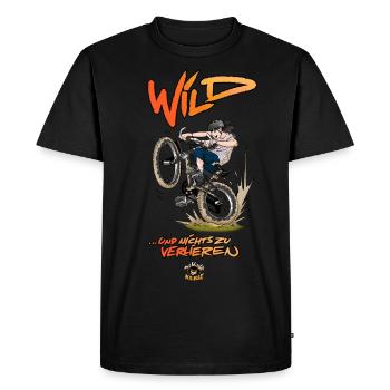 Die Wilden Kerle Vanessa auf Fahrrad - Männer Premium Bio T-Shirt - Schwarz - Vorne - Nico (187cm)