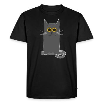 Cute gray cat with yellow eyes for - Men's Premium Organic T-Shirt - black - Front - Nico (187cm)