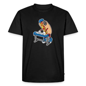 Hotdog DJ Music Putting On Keybord Headphones - Men's Premium Organic T-Shirt - black - Front - Nico (187cm)
