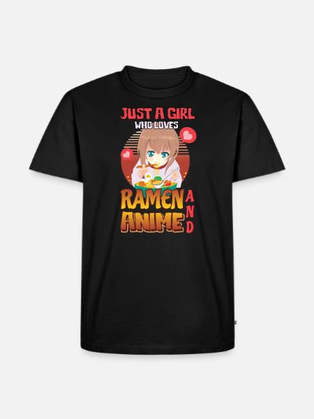 Animemädchen mag Ramen - Männer Premium Bio T-Shirt - Schwarz