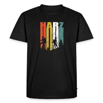 Harz hiking Mountain walking Mountaineering Forest - Men's Premium Organic T-Shirt - black - Front - Nico (187cm)