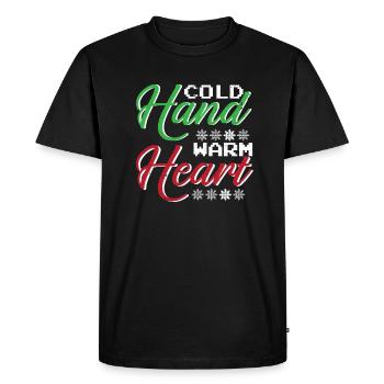 Hiver Mains Froides Cœur Chaud Neige Froid - T-shirt Premium bio Homme - noir - Devant - Nico (187cm)