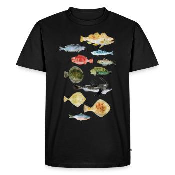 Fish from the sea - Men's Premium Organic T-Shirt - black - Front - Nico (187cm)