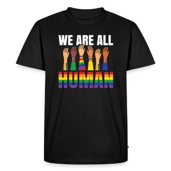 We are all Human Hands LGBT Support Flag Gay - Men's Premium Organic T-Shirt - black - Front - Nico (187cm)