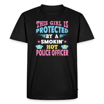 Policier Policier Timbre de police Timbre de police - T-shirt Premium bio Homme - noir - Devant - Nico (187cm)