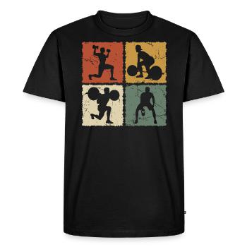 Fitness Vintage - T-shirt Premium bio Homme - noir - Devant - Nico (187cm)