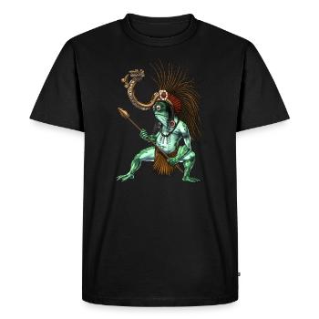 Aztec Warrior God Cueyatl - Men's Premium Organic T-Shirt - black - Front - Nico (187cm)