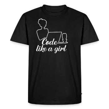 Code Like a Girl for Programmer Woman Girls - Men's Premium Organic T-Shirt - black - Front - Nico (187cm)