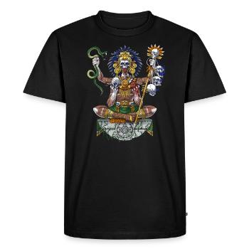 Aztec Warrior Shaman - Men's Premium Organic T-Shirt - black - Front - Nico (187cm)