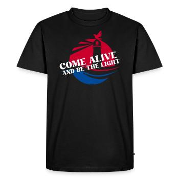 Soyez la lumière – Christian - T-shirt Premium bio Homme - noir - Devant - Nico (187cm)