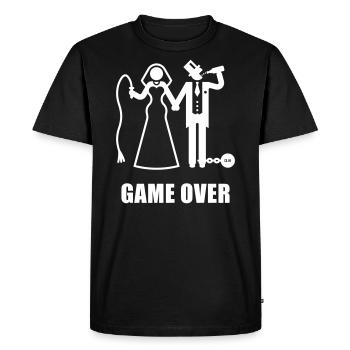 Game Over (Fouet / Bière / Couple nuptial Nouveau) - T-shirt Premium bio Homme - noir - Devant - Nico (187cm)