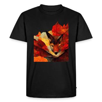 Renards renards feuilles d’automne forêt - T-shirt Premium bio Homme - noir - Devant - Nico (187cm)