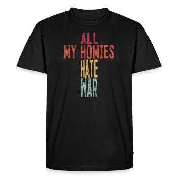Tous mes amis détestent la guerre - T-shirt Premium bio Homme - noir - Devant - Nico (187cm)