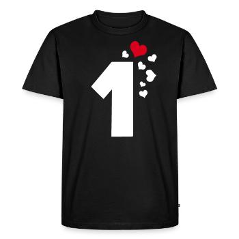 1 Cœur numéro un 1er anniversaire - T-shirt Premium bio Homme - noir - Devant - Nico (187cm)
