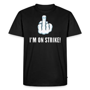 Le majeur – Je suis en grève ! (Piquet) - T-shirt Premium bio Homme - noir - Devant - Nico (187cm)