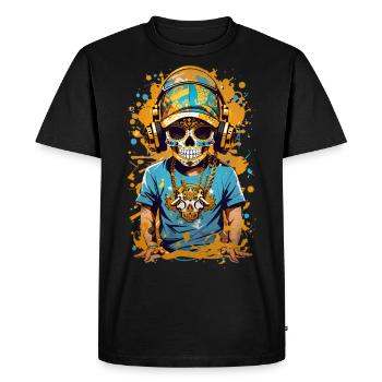 Crâne de sucre doré - T-shirt Premium bio Homme - noir - Devant - Nico (187cm)