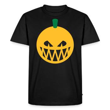 Citrouille d’Halloween (lanterne de citrouille / Emoji / 2C) - T-shirt Premium bio Homme - noir - Devant - Nico (187cm)