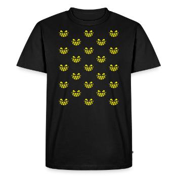 Grimace d’Halloween (Grille / Motif / Jaune / PNG) - T-shirt Premium bio Homme - noir - Devant - Nico (187cm)