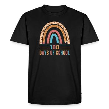 Rétro 100 jours d’école arc-en-ciel - T-shirt Premium bio Homme - noir - Devant - Nico (187cm)