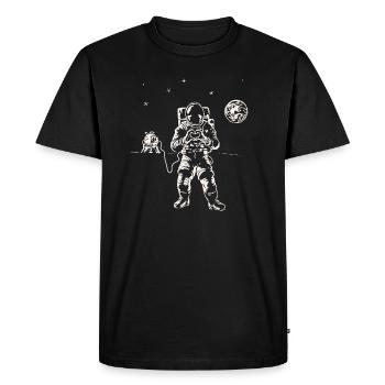 Astronaut Moon Space Spaceship Heart - Men's Premium Organic T-Shirt - black - Front - Nico (187cm)