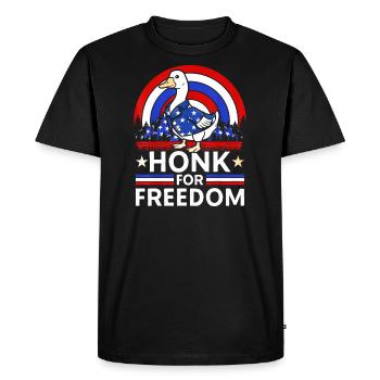 L’oie patriotique du 4 juillet klaxonne pour la liberté - T-shirt Premium bio Homme - noir - Devant - Nico (187cm)