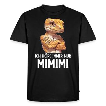 Gecko reptiles J’entends toujours Mimimi - T-shirt Premium bio Homme - noir - Devant - Nico (187cm)