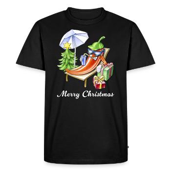 A Chili Merry Christmas under Sunshade and Tree - Men's Premium Organic T-Shirt - black - Front - Nico (187cm)