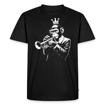 monkey playing jazz music on the trumpet - Men's Premium Organic T-Shirt - black - Front - Nico (187cm)
