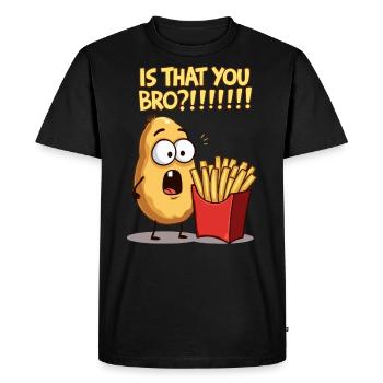 Pomme de terre rencontre frites - T-shirt Premium bio Homme - noir - Devant - Nico (187cm)