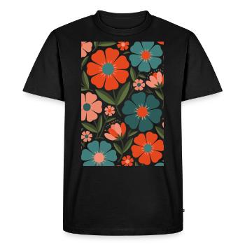 Fleurs de flore bohème - T-shirt Premium bio Homme - noir - Devant - Nico (187cm)