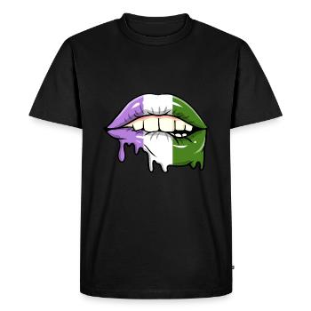 Dripping Genderqueer Lèvres Genderqueer - T-shirt Premium bio Homme - noir - Devant - Nico (187cm)