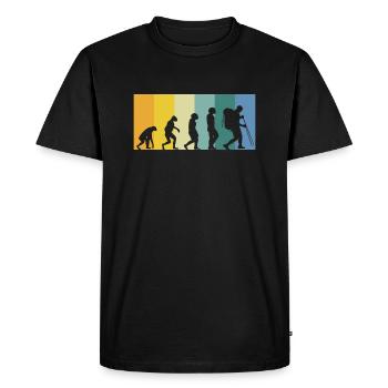 Evolution Wanderer - hiking retro vintage colors - Men's Premium Organic T-Shirt - black - Front - Nico (187cm)
