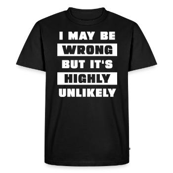 Je peux me tromper, mais c’est peu probable - T-shirt Premium bio Homme - noir - Devant - Nico (187cm)