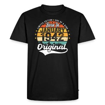 Les Legends sont nés en janvier 1942 - T-shirt Premium bio Homme - noir - Devant - Nico (187cm)