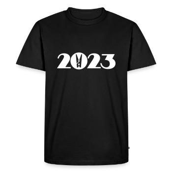 Pince à linge, blanchisserie 2023 - T-shirt Premium bio Homme - noir - Devant - Nico (187cm)