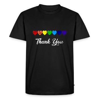 Rangée de coeurs Rainbow Heart Merci - T-shirt Premium bio Homme - noir - Devant - Nico (187cm)