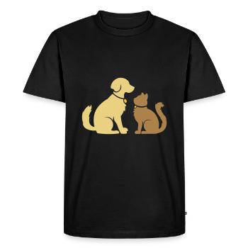 Sweet animal friends - dog and cat - dog and cat - Men's Premium Organic T-Shirt - black - Front - Nico (187cm)