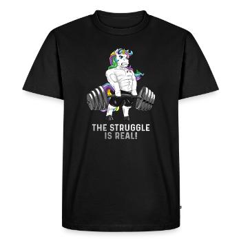 Unicorn deadlift the struggle is real gift - Men's Premium Organic T-Shirt - black - Front - Nico (187cm)