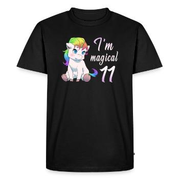 Je suis magique 11 Licorne 11 Cadeau d'anniversaire - T-shirt Premium bio Homme - noir - Devant - Nico (187cm)