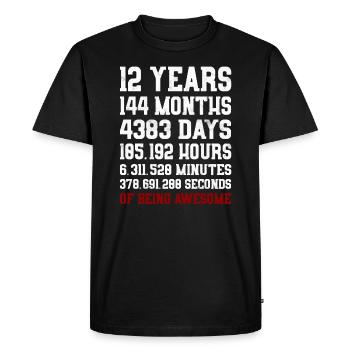 12 Years of being awesome Gift 12th Birthday - Men's Premium Organic T-Shirt - black - Front - Nico (187cm)