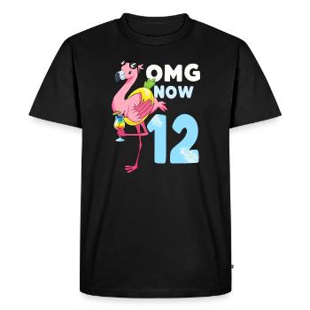12 years flamingo gift 12th birthday girl - Men's Premium Organic T-Shirt - black - Front - Nico (187cm)