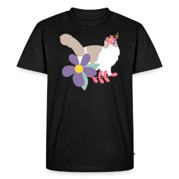 Ragdoll Cat and Flower Crown - Men's Premium Organic T-Shirt - black - Front - Nico (187cm)
